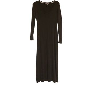 Victoria's Secret V Neck Maxi Sweater Dress Cashmere Blend Black SP